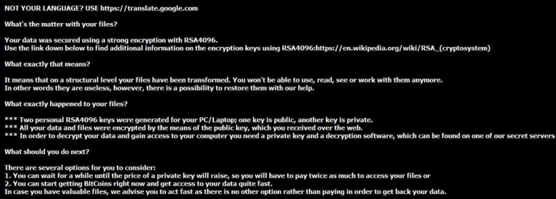 TeslaCrypt 4.0 ransom notes