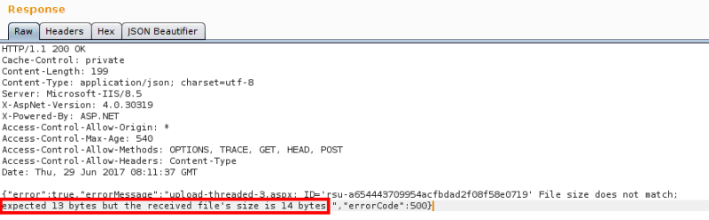 File size does not match