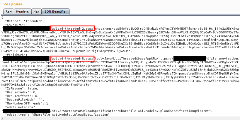 Initialize upload response