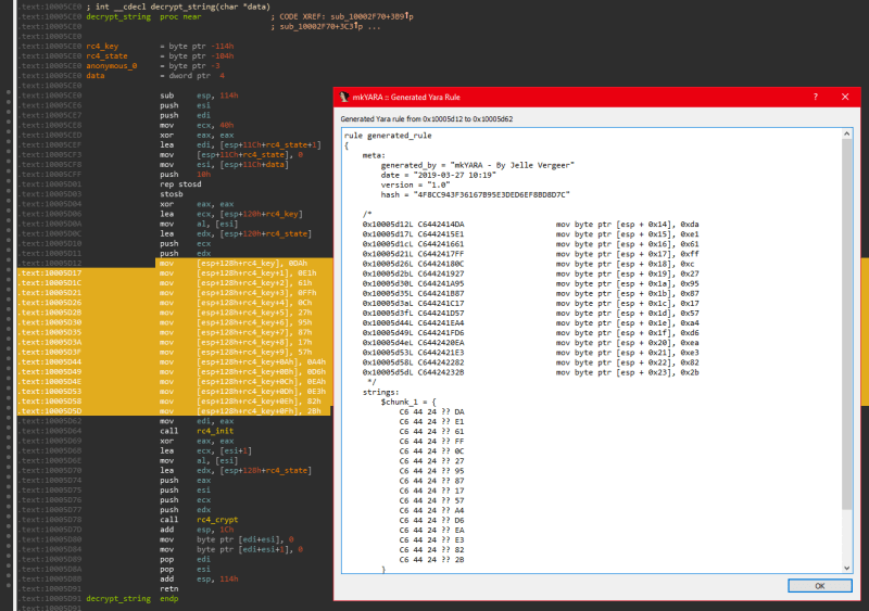 mkYARA IDA plugin
