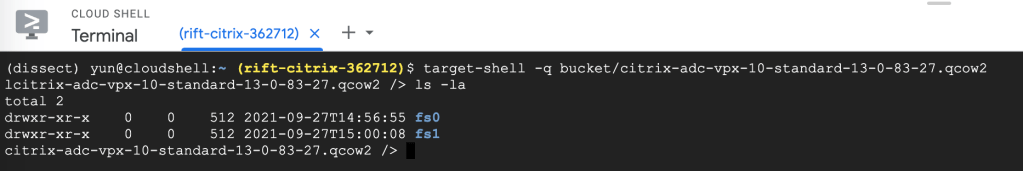 target-shell in a Cloud Shell